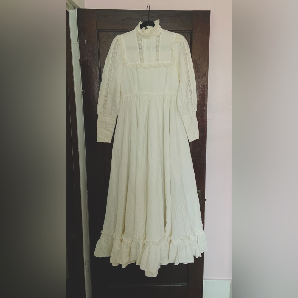 Vintage (rare) Laura Ashley Dress Cream color Made In Great Britain